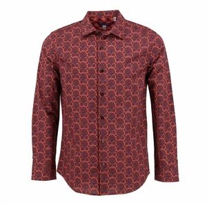 Lords Of Harlech Long Sleeve shirt Nigel Forest Madder tree bird orange sz XL